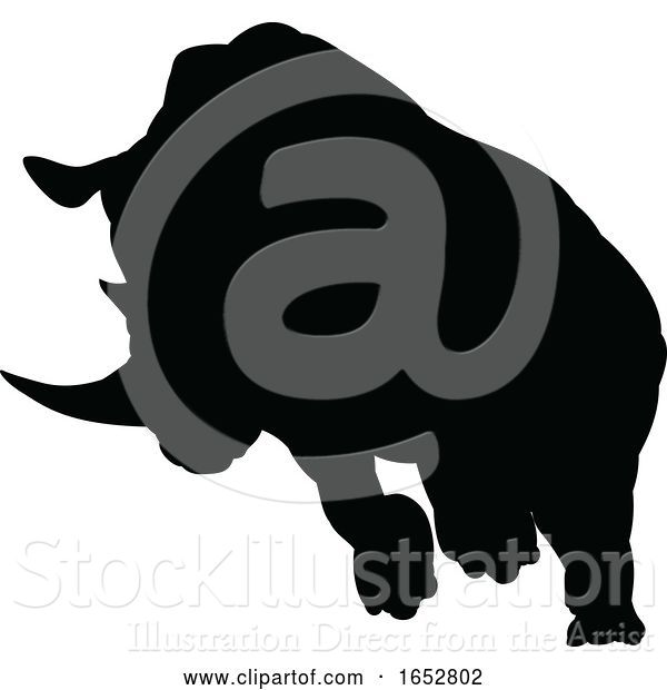 Vector Illustration of Rhino Animal Silhouette