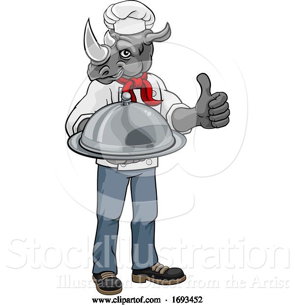 Vector Illustration of Rhino Chef Mascot Character