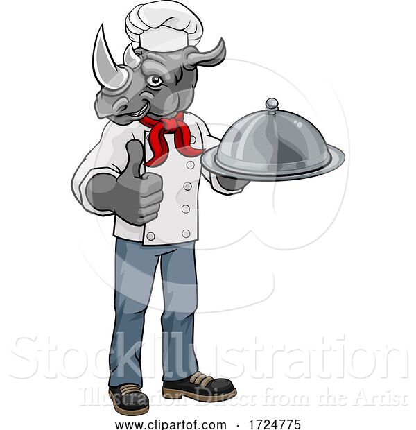 Vector Illustration of Rhino Chef Mascot Character