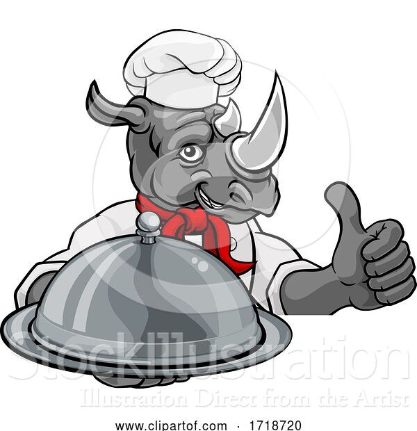 Vector Illustration of Rhino Chef Mascot Sign Character