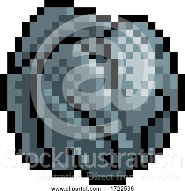 Vector Illustration of Rock Stone Boulder Pixel Art Eight Bit Game Icon