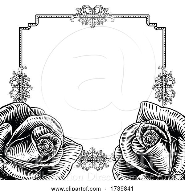 Vector Illustration of Roses Flowers Wedding Invite Background Frame