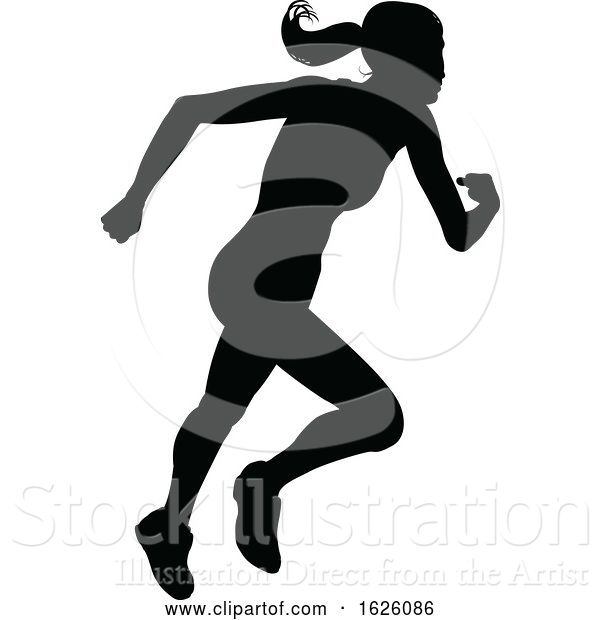 Vector Illustration of Runner Racing Track and Field Silhouette