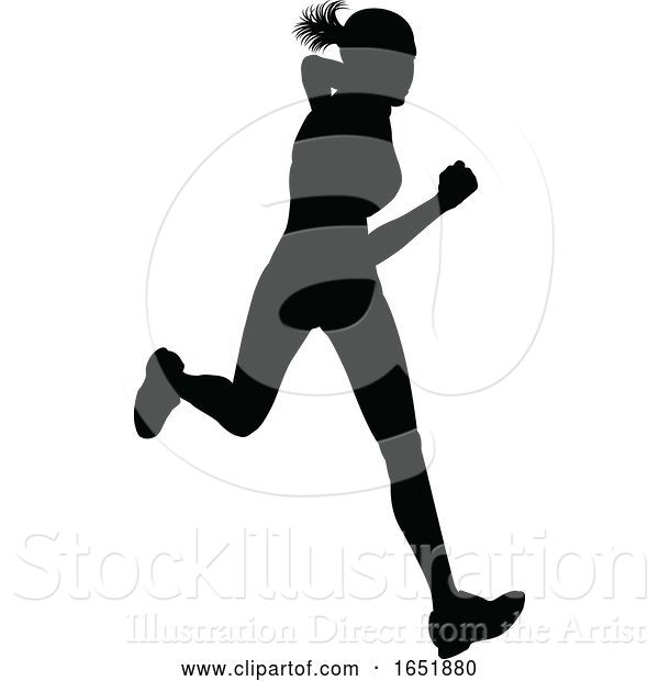 Vector Illustration of Runner Racing Track and Field Silhouette