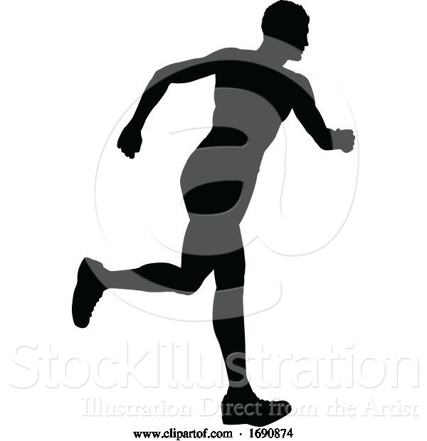 Vector Illustration of Runner Racing Track and Field Silhouette