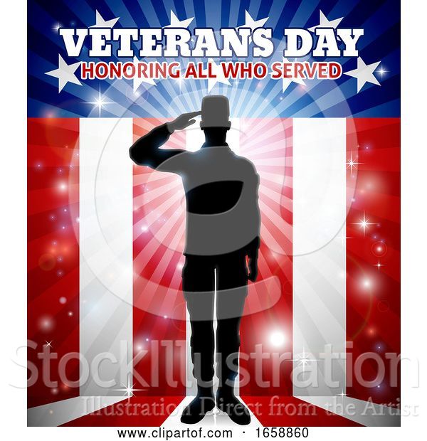 Vector Illustration of Saluting Soldier Patriotic Veterans Day Design