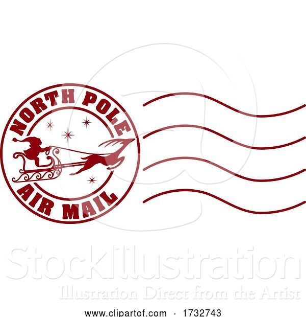 Vector Illustration of Santa Christmas Postage Letter Post Stamp Postmark