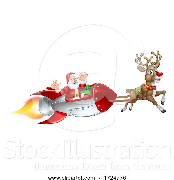 Vector Illustration of Santa Christmas Space Rocket Sled Ship Sleigh