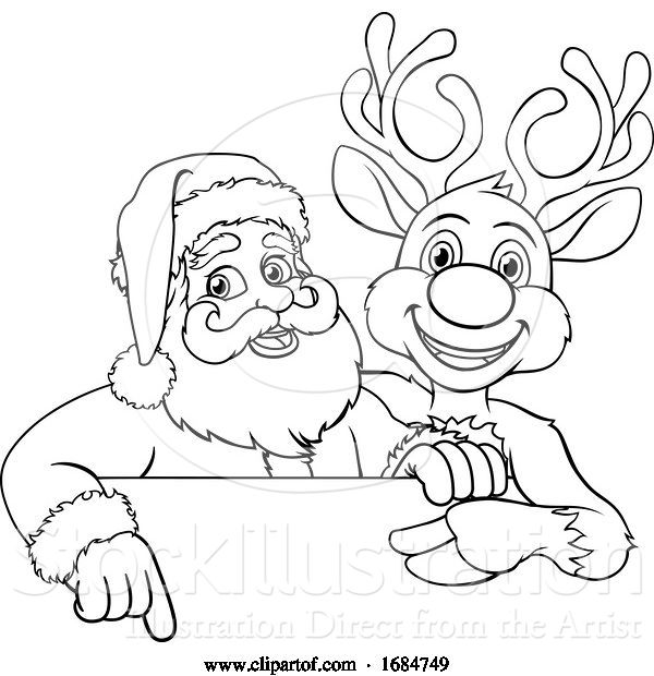 Vector Illustration of Santa Claus and Reindeer Christmas