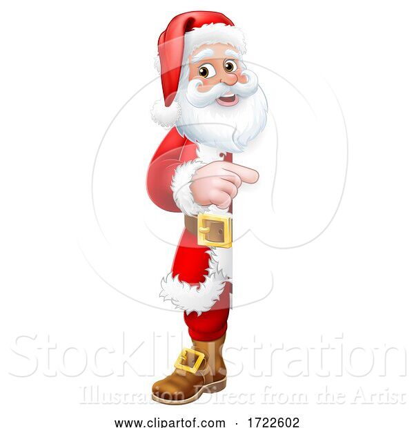 Vector Illustration of Santa Claus Christmas Peeking Pointing