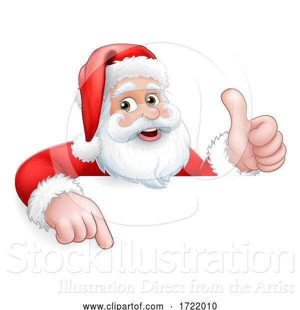 Vector Illustration of Santa Claus Christmas Peeking Pointing