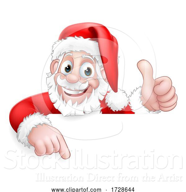 Vector Illustration of Santa Claus Christmas Peeking Pointing