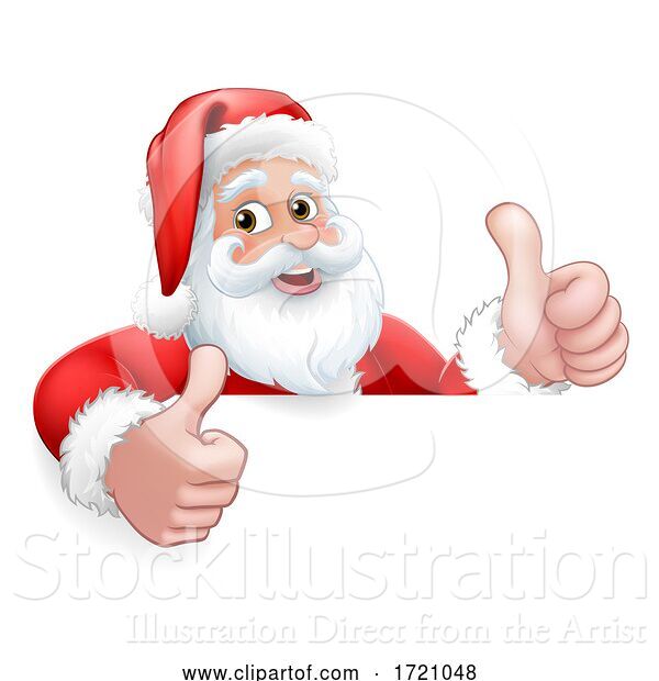 Vector Illustration of Santa Claus Christmas Peeking Thumbs up