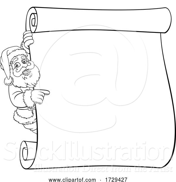 Vector Illustration of Santa Claus Christmas Scroll Sign