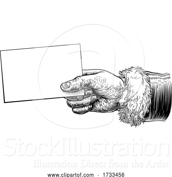 Vector Illustration of Santa Claus Hand Holding Christmas Message Vintage