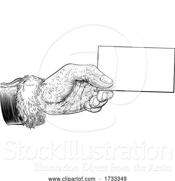 Vector Illustration of Santa Claus Hand Holding Christmas Message Vintage