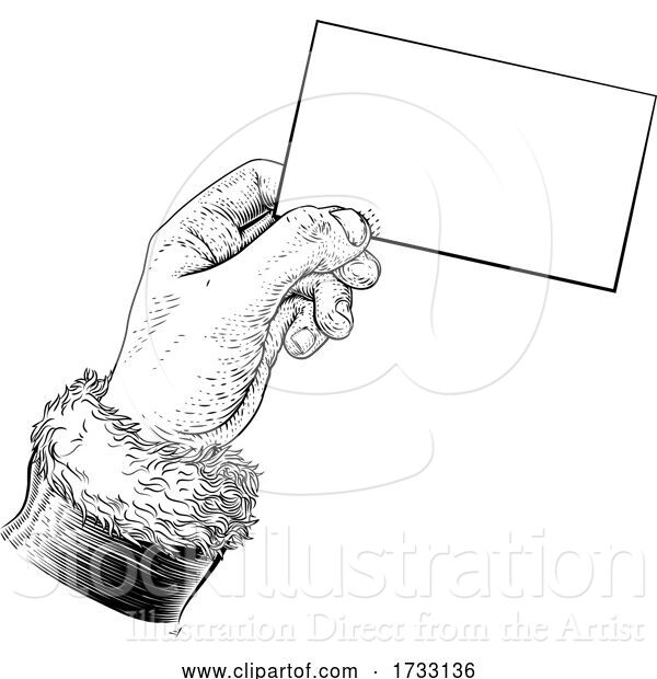 Vector Illustration of Santa Claus Hand Holding Christmas Message Vintage