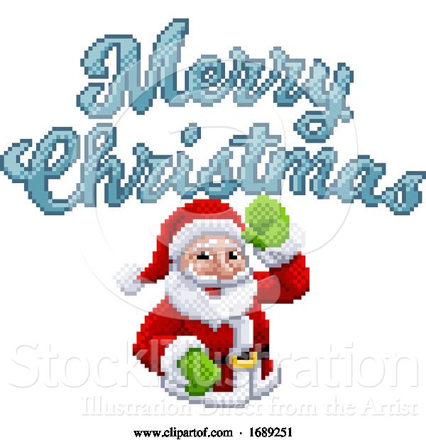 Vector Illustration of Santa Claus Marry Christmas 8 Bit Game Pixel Art