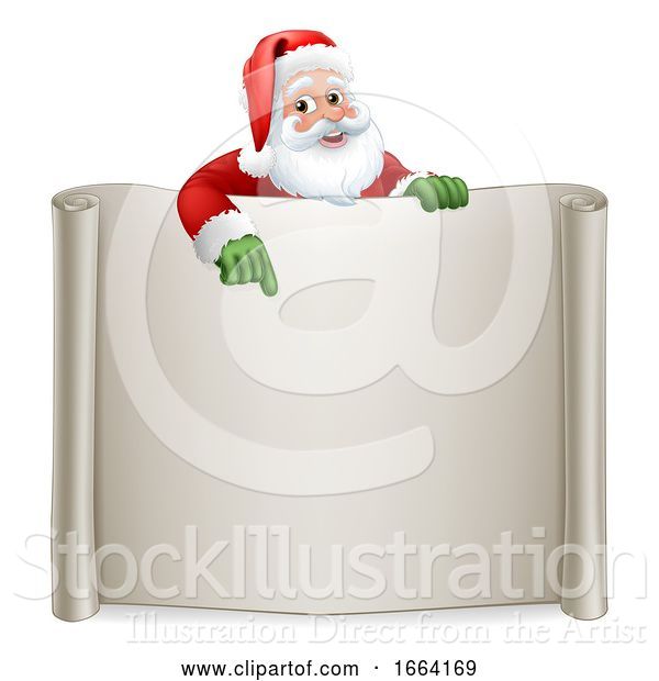 Vector Illustration of Santa Claus Scroll Sign Christmas