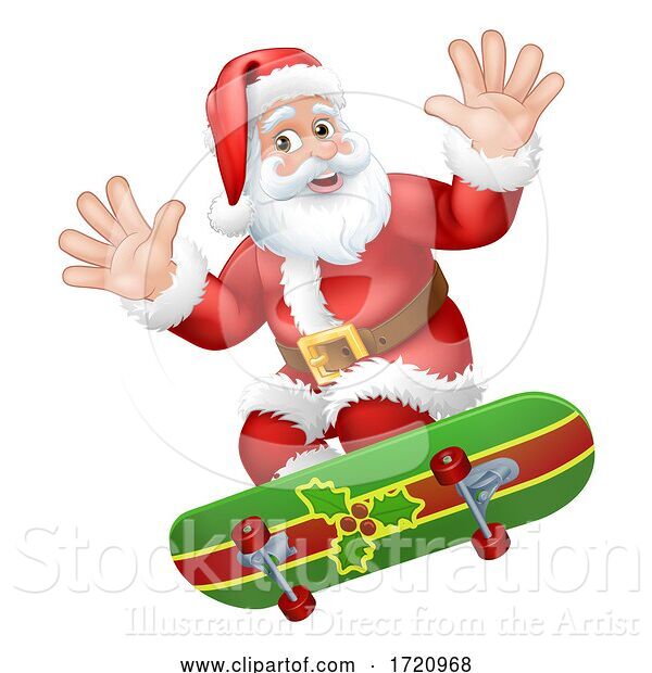 Vector Illustration of Santa Claus Skateboard Skater Christmas