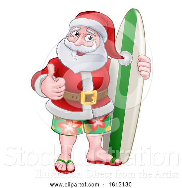 Vector Illustration of Santa Claus Surf Christmas