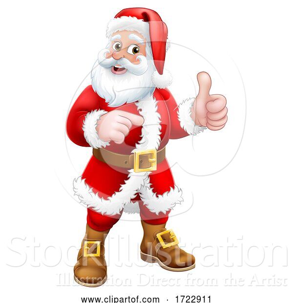 Vector Illustration of Santa Claus Thumbs up Pointing Christmas