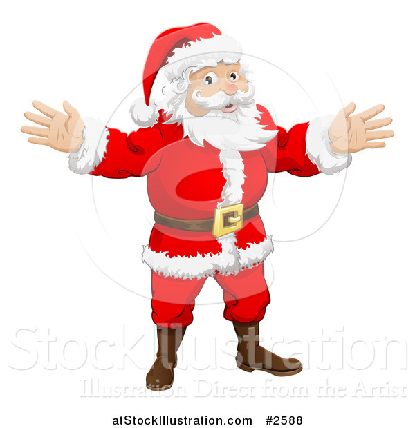 Vector Illustration of Santa Holding His Hands out