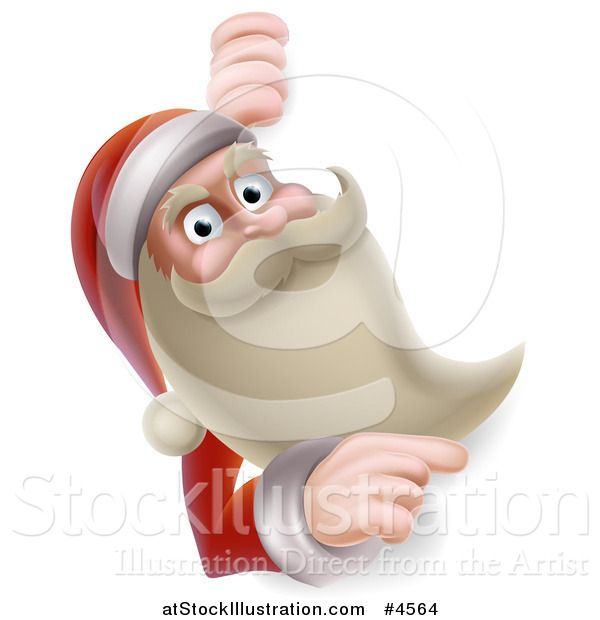 Vector Illustration of Santa Pointing Around a Sign