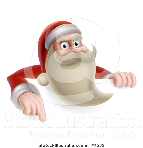 Vector Illustration of Santa Pointing down to a Sign
