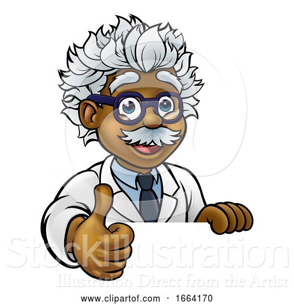 Vector Illustration of Scientist Character Sign Thumbs up