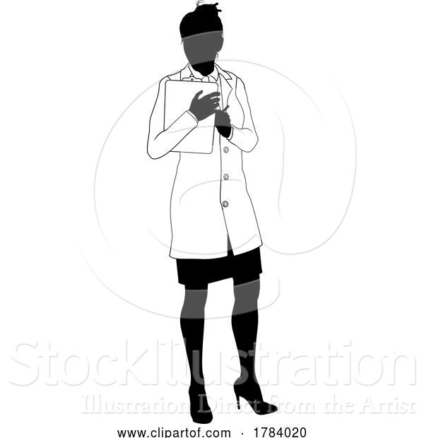Vector Illustration of Scientist Female Engineer Lady Silhouette Person
