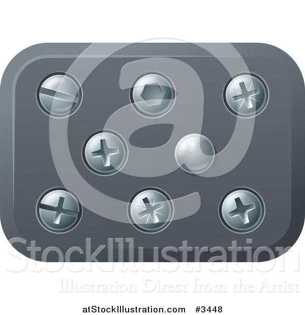 Vector Illustration of Screws and Bolts in Metal