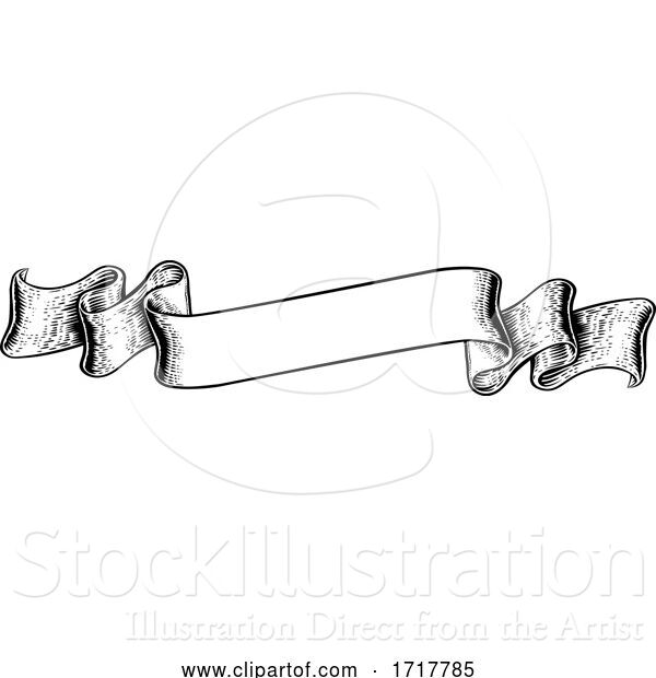 Vector Illustration of Scroll Vintage Flag Paper Banner Ribbon Woodcut