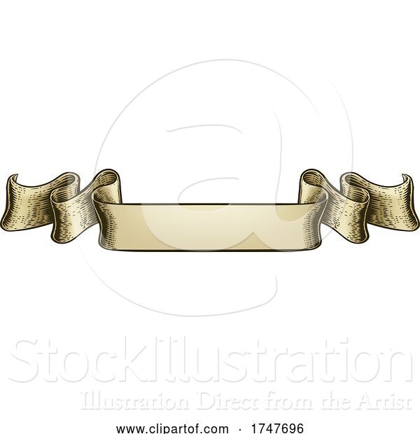 Vector Illustration of Scroll Vintage Woodcut Banner Paper Ribbon Drawing