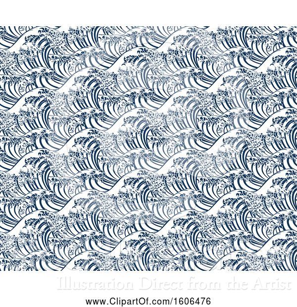 Vector Illustration of Seamless Japanese Great Wave Repeating Background