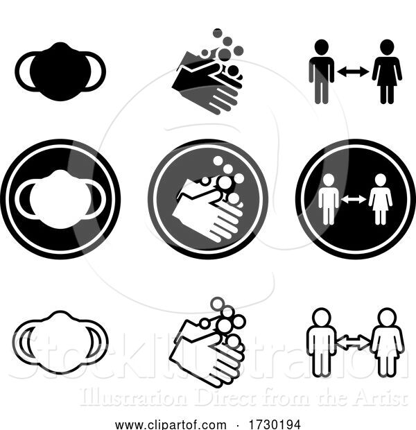 Vector Illustration of Set of Covid Guideline Icons