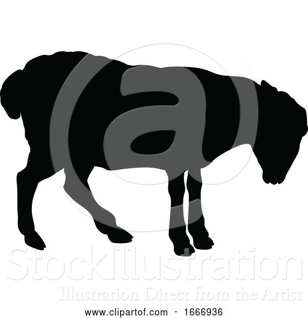 Vector Illustration of Sheep Farm Animal Silhouette