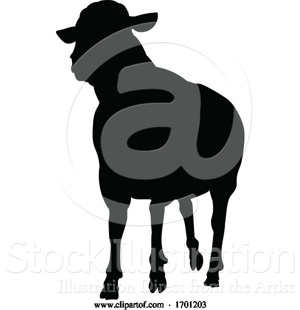 Vector Illustration of Sheep or Lamb Farm Animal in Silhouette