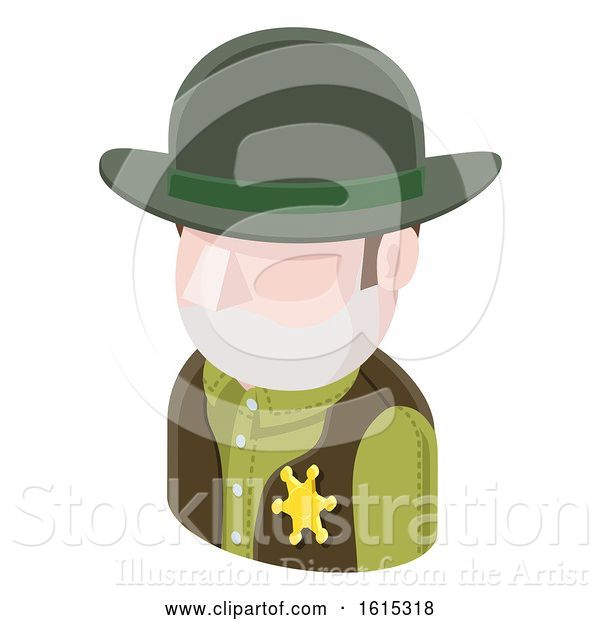 Vector Illustration of Sheriff Cowboy Guy Avatar People Icon