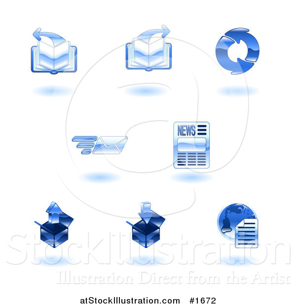 Vector Illustration of Shiny Blue Internet Icons