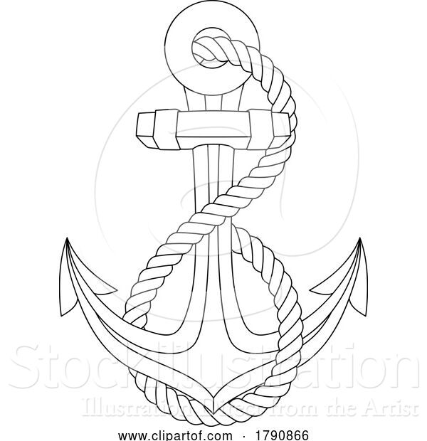 Vector Illustration of Ship Anchor Boat Rope Nautical Illustration