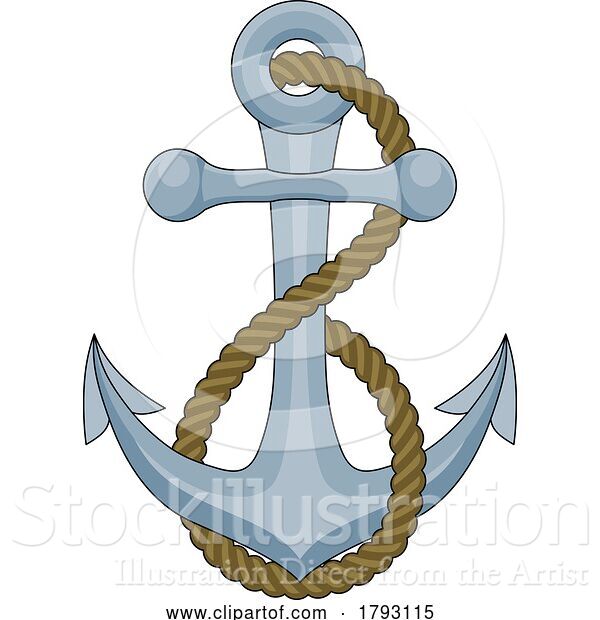 Vector Illustration of Ship Anchor Boat Rope Nautical Illustration