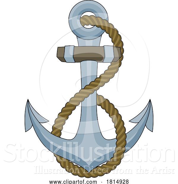 Vector Illustration of Ship Anchor Boat Rope Nautical Illustration