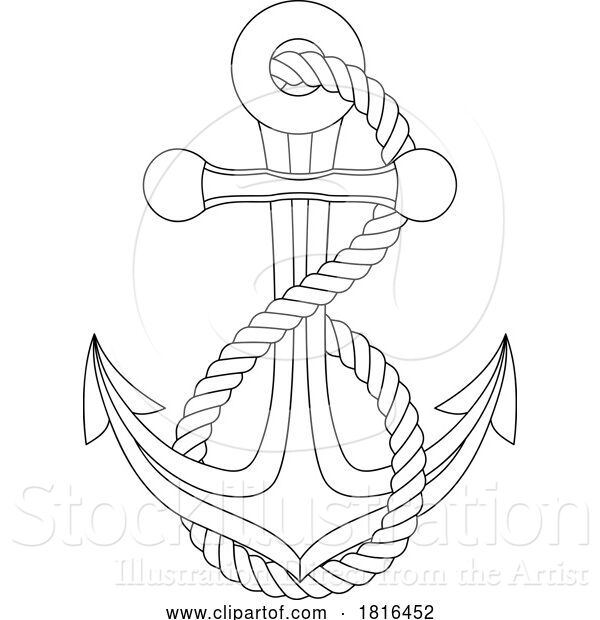 Vector Illustration of Ship Anchor Boat Rope Nautical Illustration