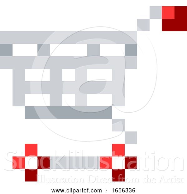 Vector Illustration of Shopping Cart Trolley Pixel 8 Bit Game Art Icon