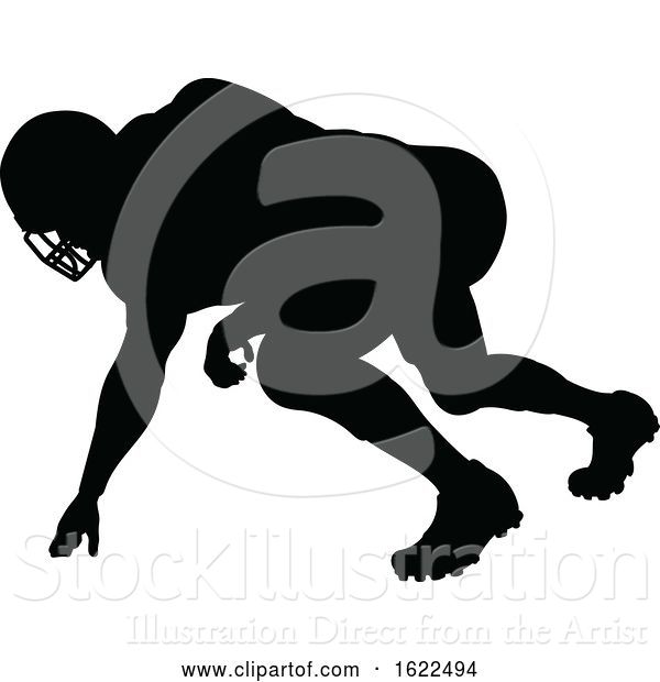 Vector Illustration of Silhouette American Football Player