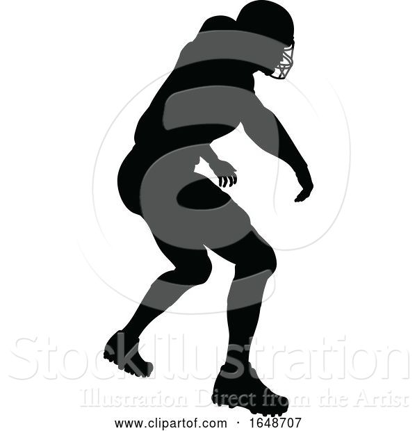 Vector Illustration of Silhouette American Football Player