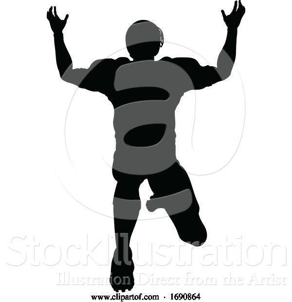 Vector Illustration of Silhouette American Football Player