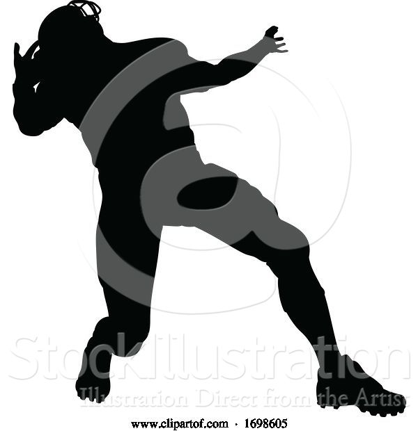 Vector Illustration of Silhouette American Football Player