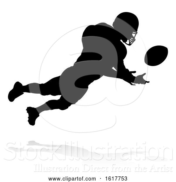 Vector Illustration of Silhouette American Football Player, on a White Background
